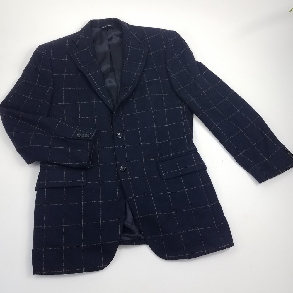 Men's Navy Checkered Blazer